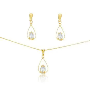 Conjunto Dourado Gota Zircnia