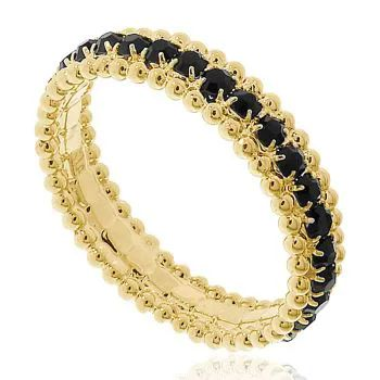 Anel Dourado Pedras Pretas