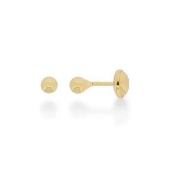 Brinco Dourado Infantil Bolinha 3mm Tarraxa BB