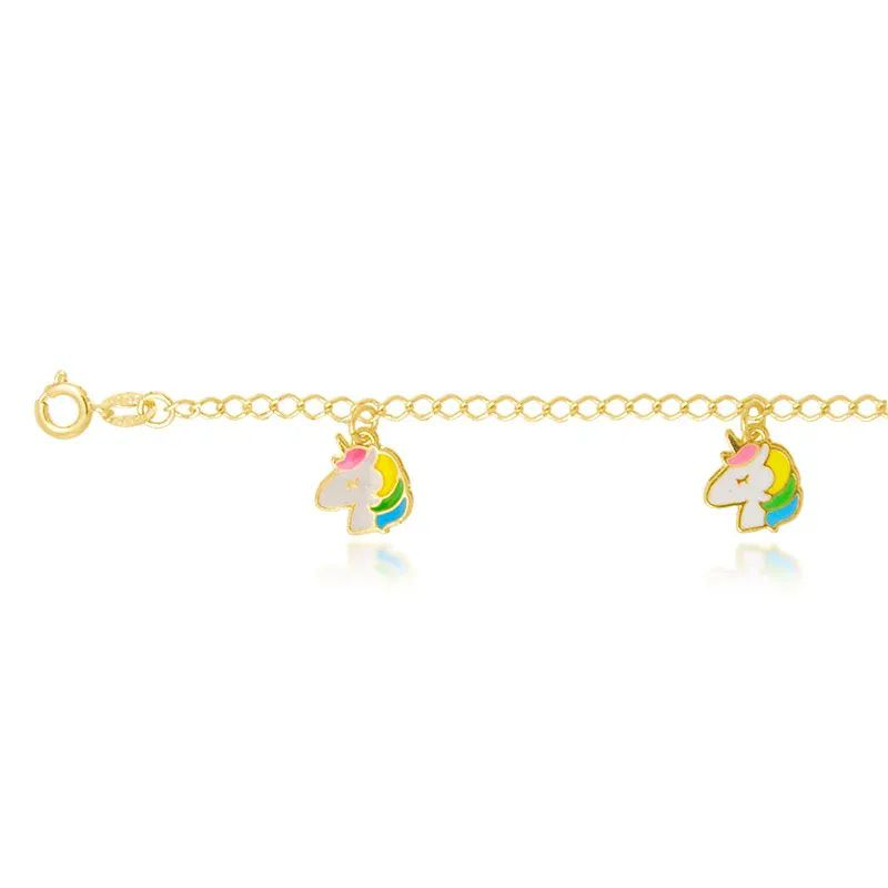 Pulseira Infantil Dourada Unicrnios