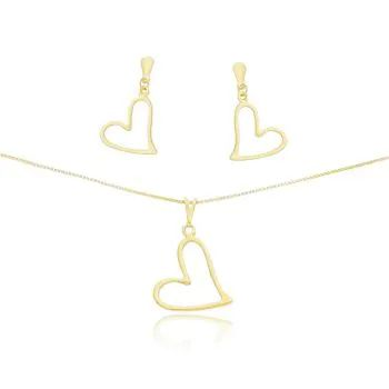 Conjunto Dourado Corao Vazado Deitado