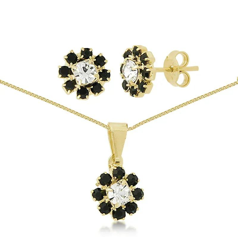 Conjunto Dourado Florzinha Strass