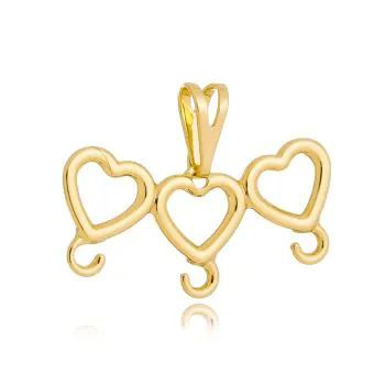 Pingente Dourado Canga de Corao para 3 Pingentes