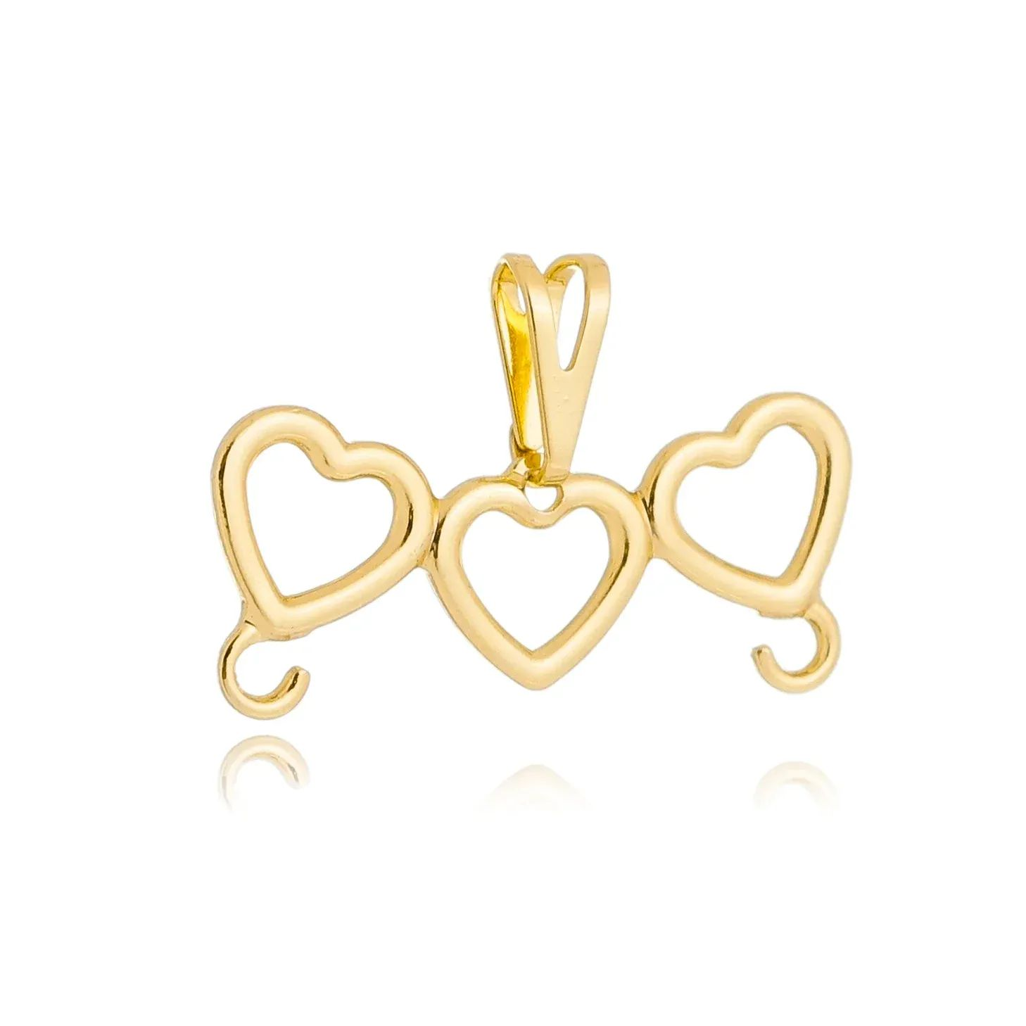 Pingente Dourado Corao Suporte 2 Pingentes