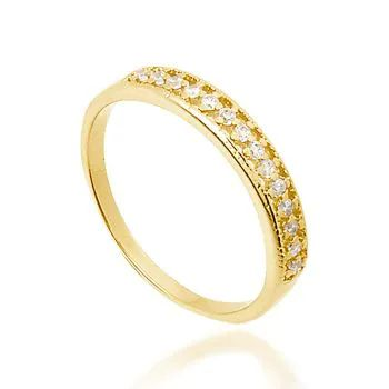 Anel Dourado Aparador com Zircnias Vazado