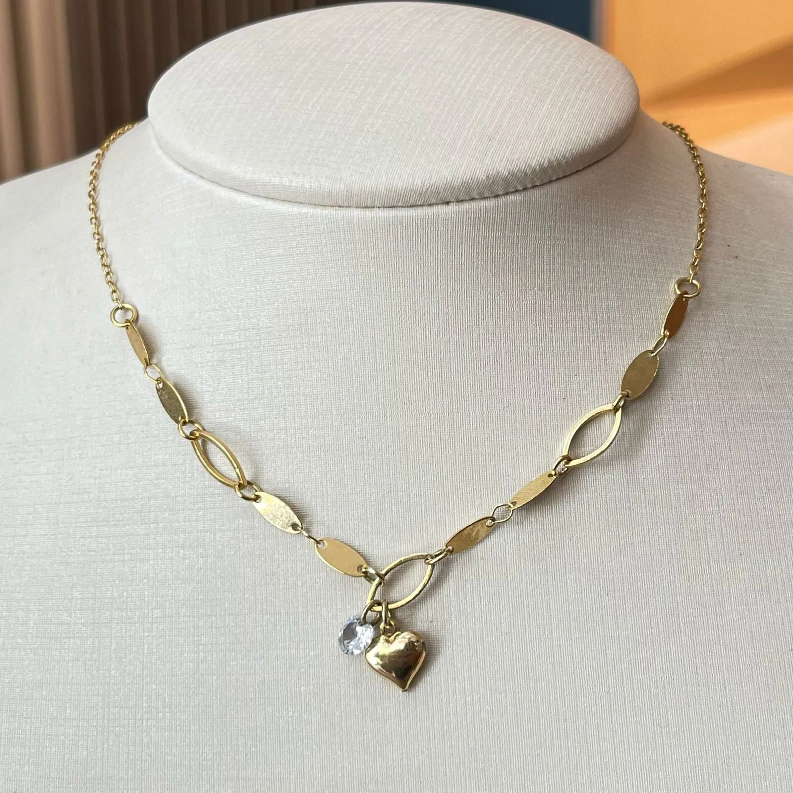 Chocker Dourada Losango Corao