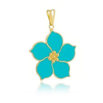 Pingente Dourado Flor Resinada