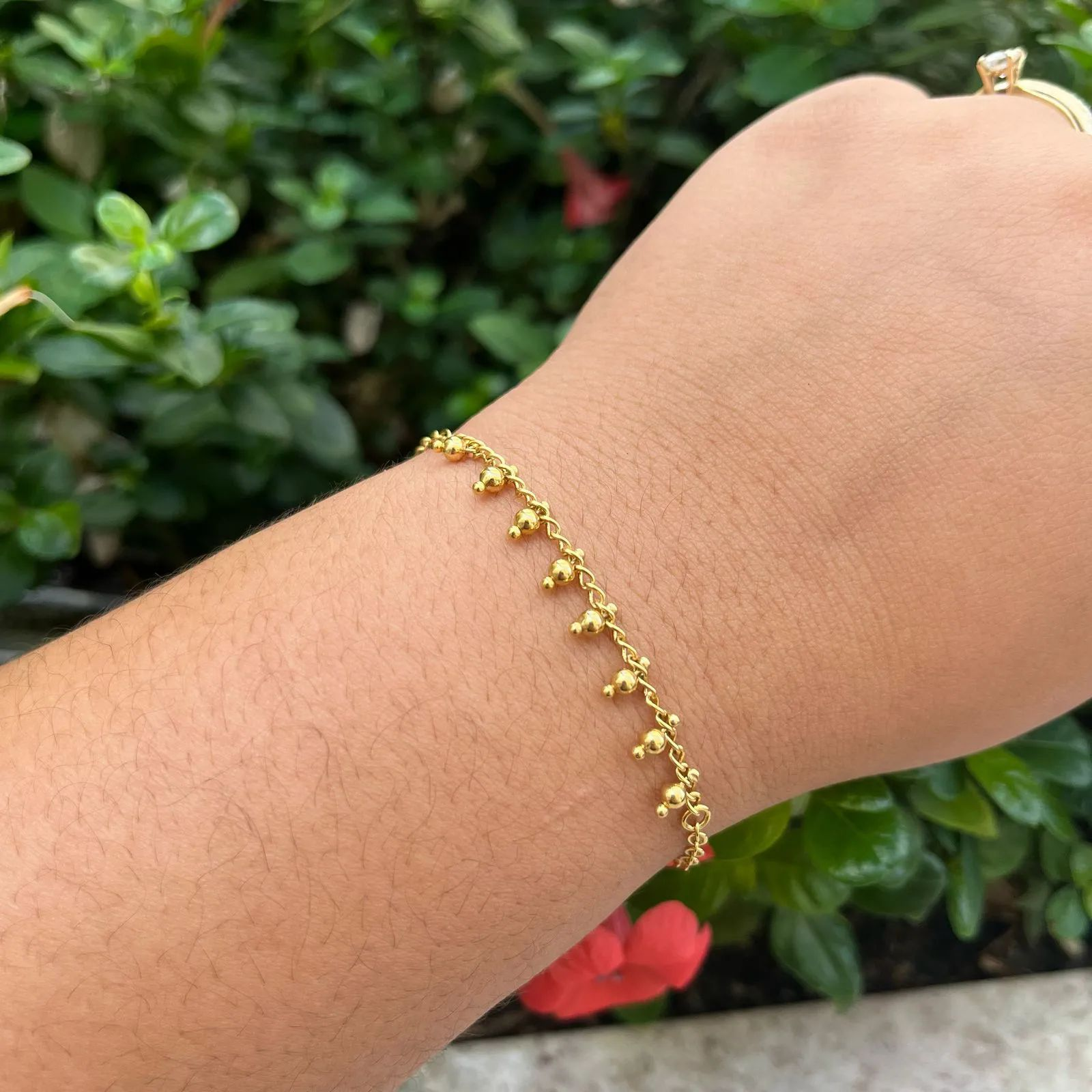 Pulseira Dourada Bolinhas