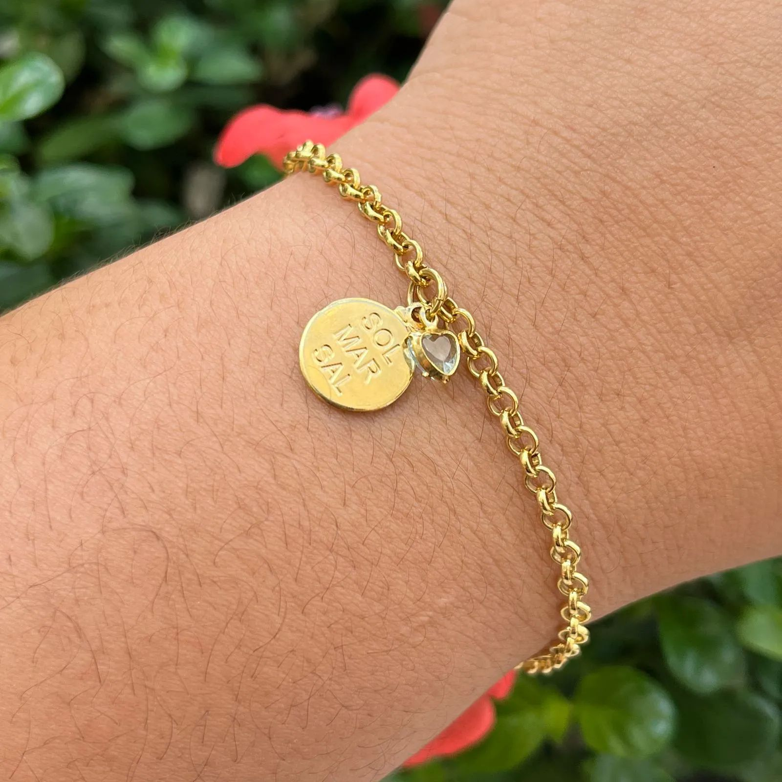Pulseira Dourada Sol Mar e Sal