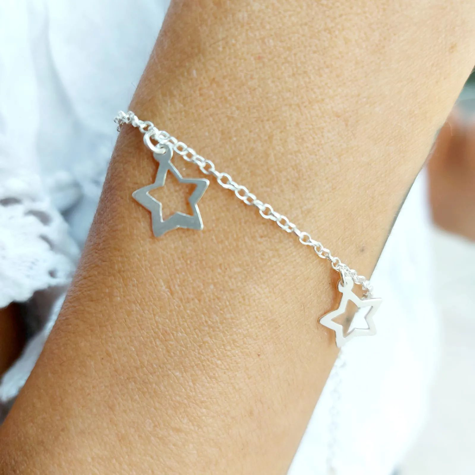 Pulseira Prata 925 Estrelas Vazadas