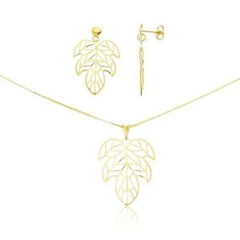 Conjunto Dourado Folha Vazada