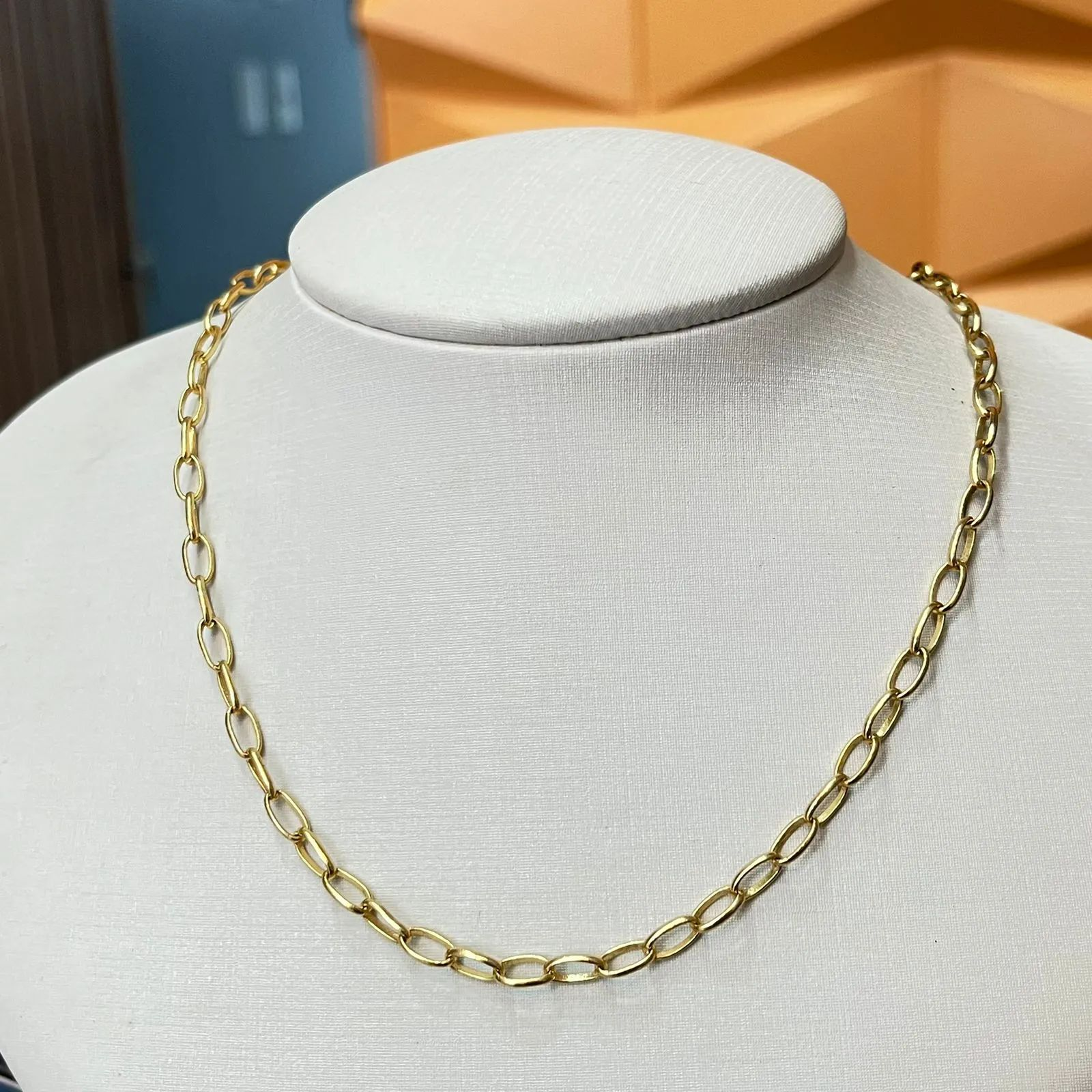 Chocker Dourada Elo Oval 35cm + 10cm extensor