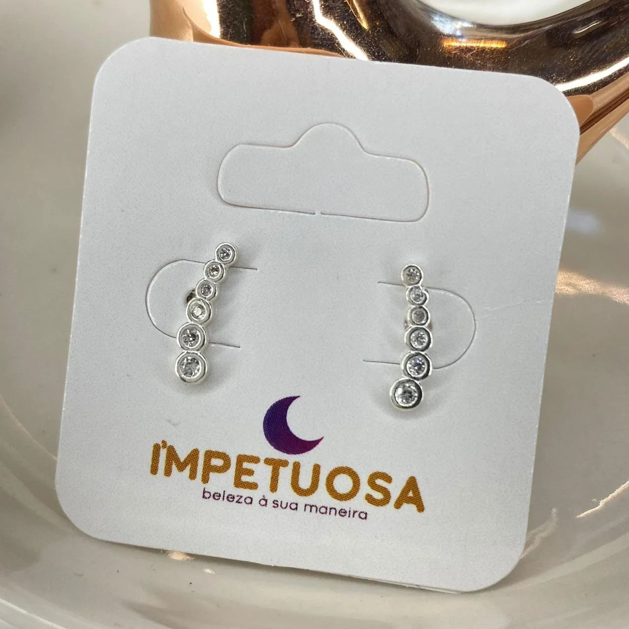 Brinco Prata 925 Mini Ear Cuff Pontos de Luz