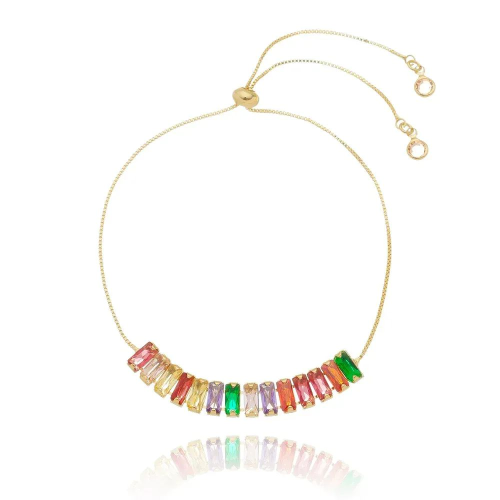 Pulseira Dourada de Regular Riviera Retangular