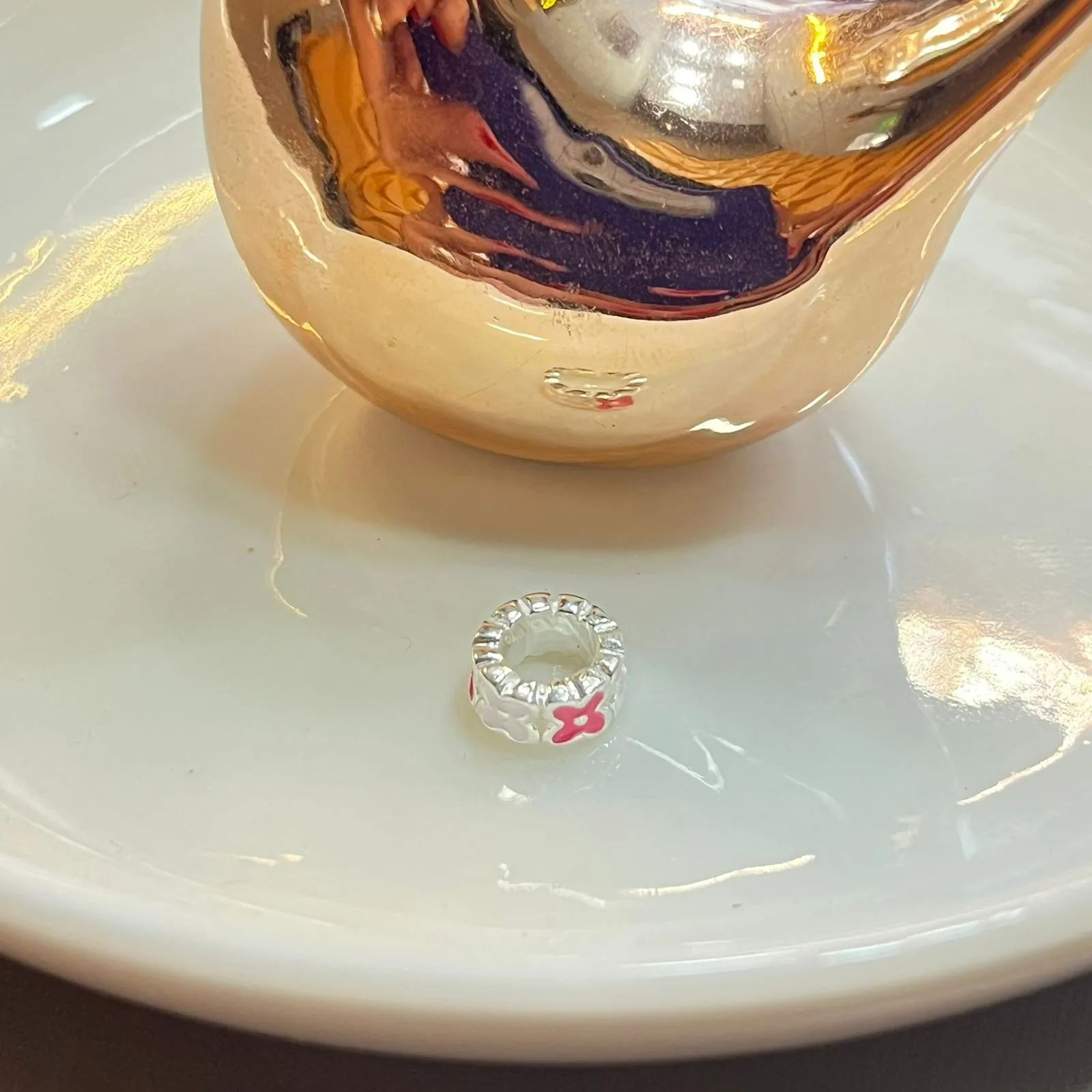 Berloque Prata 925 Passante Flor Resinada