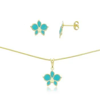 Conjunto Dourado Orqudea Resinada