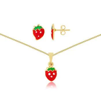 Conjunto Dourado Infantil Moranguinho