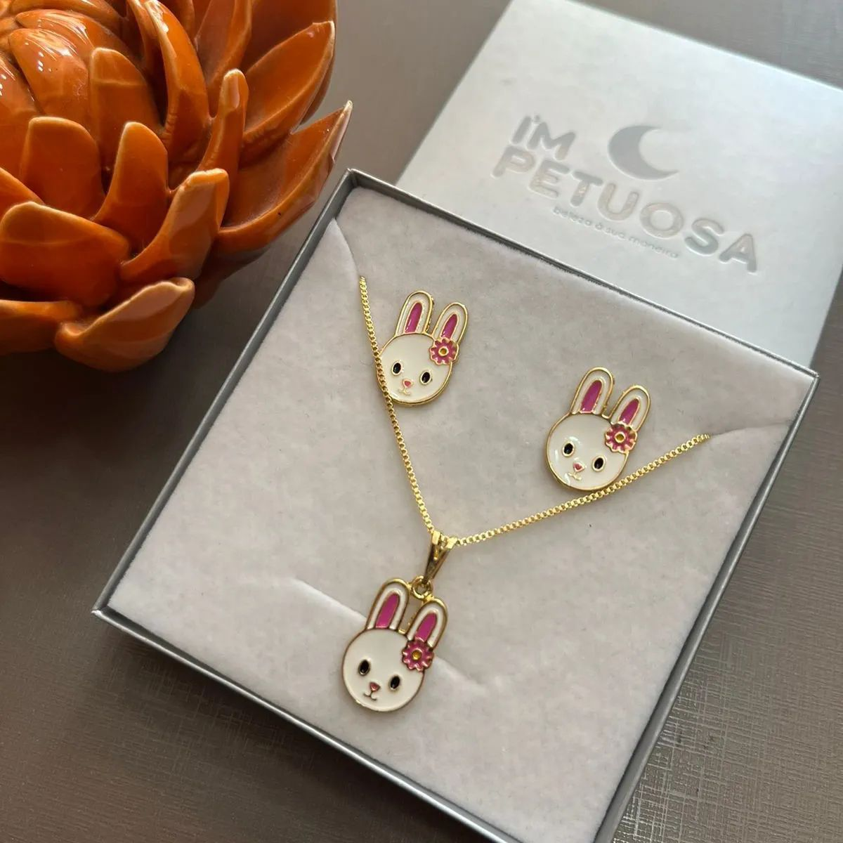 Conjunto Dourado Infantil Coelhinha