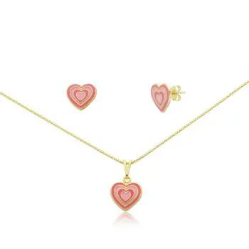 Conjunto Dourado Infantil Corao 2 Tons