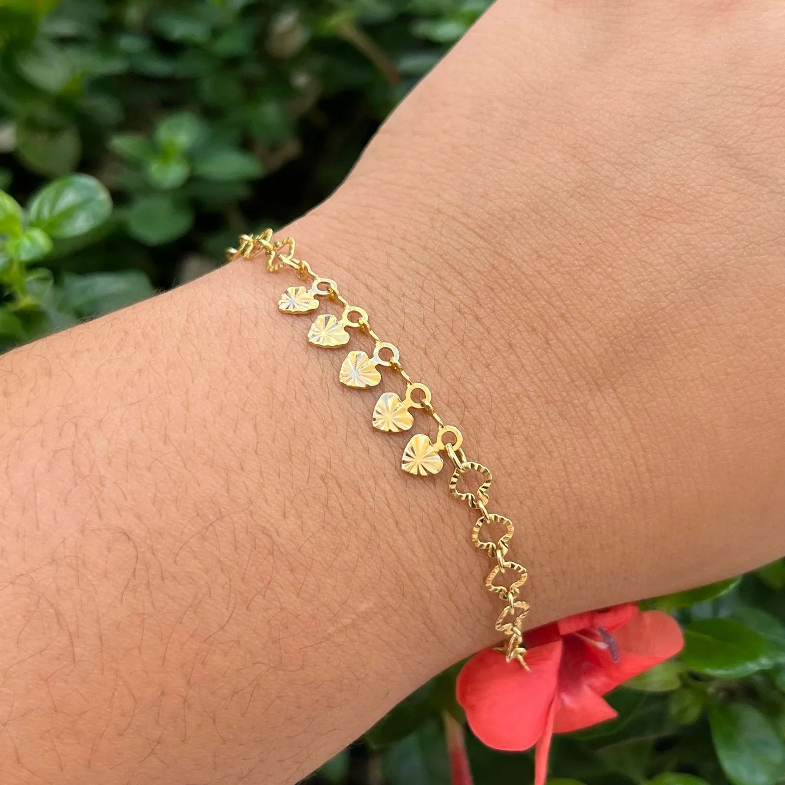 Pulseira Dourada Corao Elos
