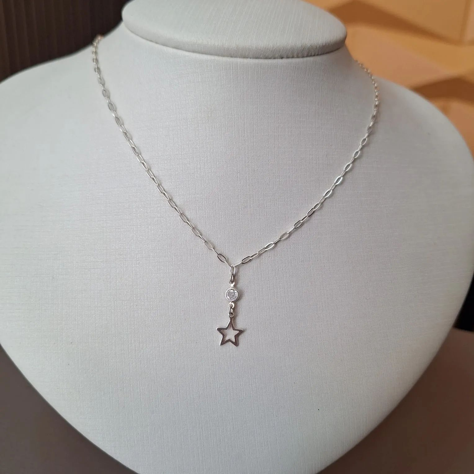 Chocker Prata 925 Pingente Estrela Vazada