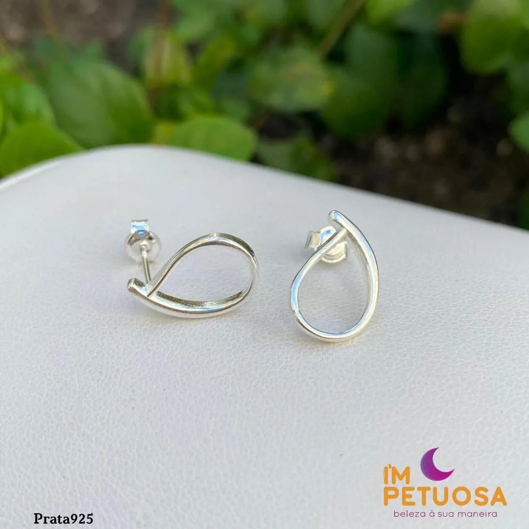 Brinco Prata 925 Gota Vazada