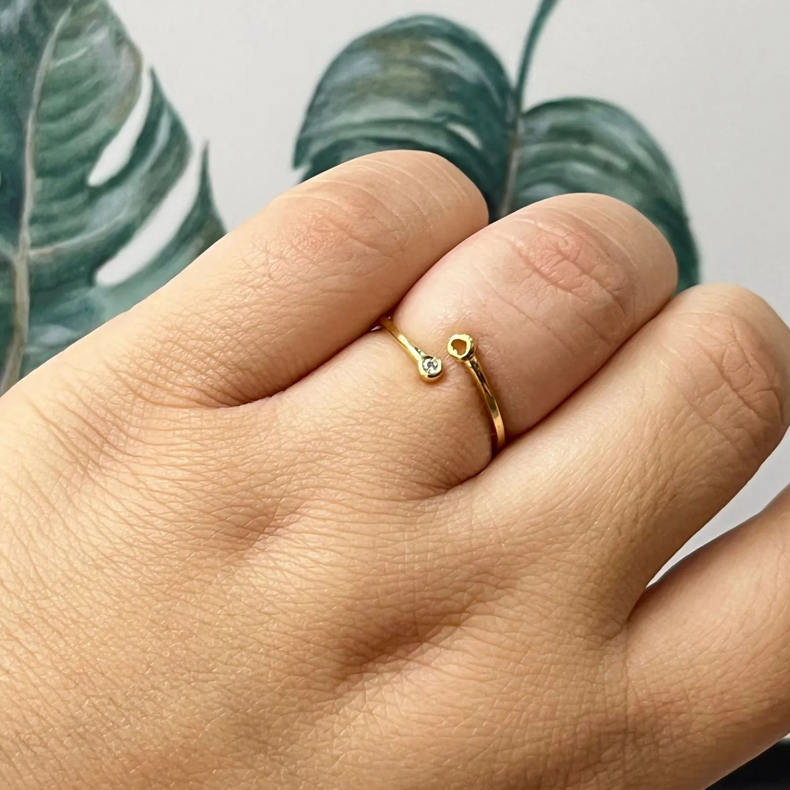 Anel Dourado Regulvel Corao