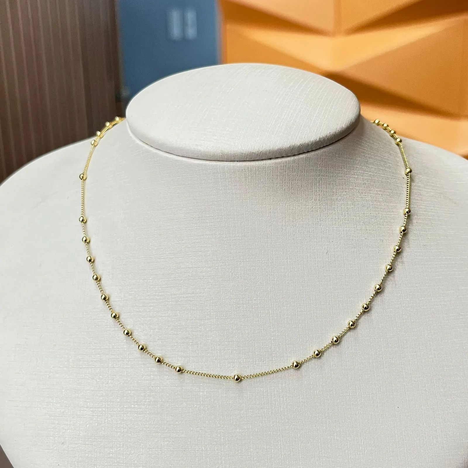 Chocker Dourada Bolinhas 2mm