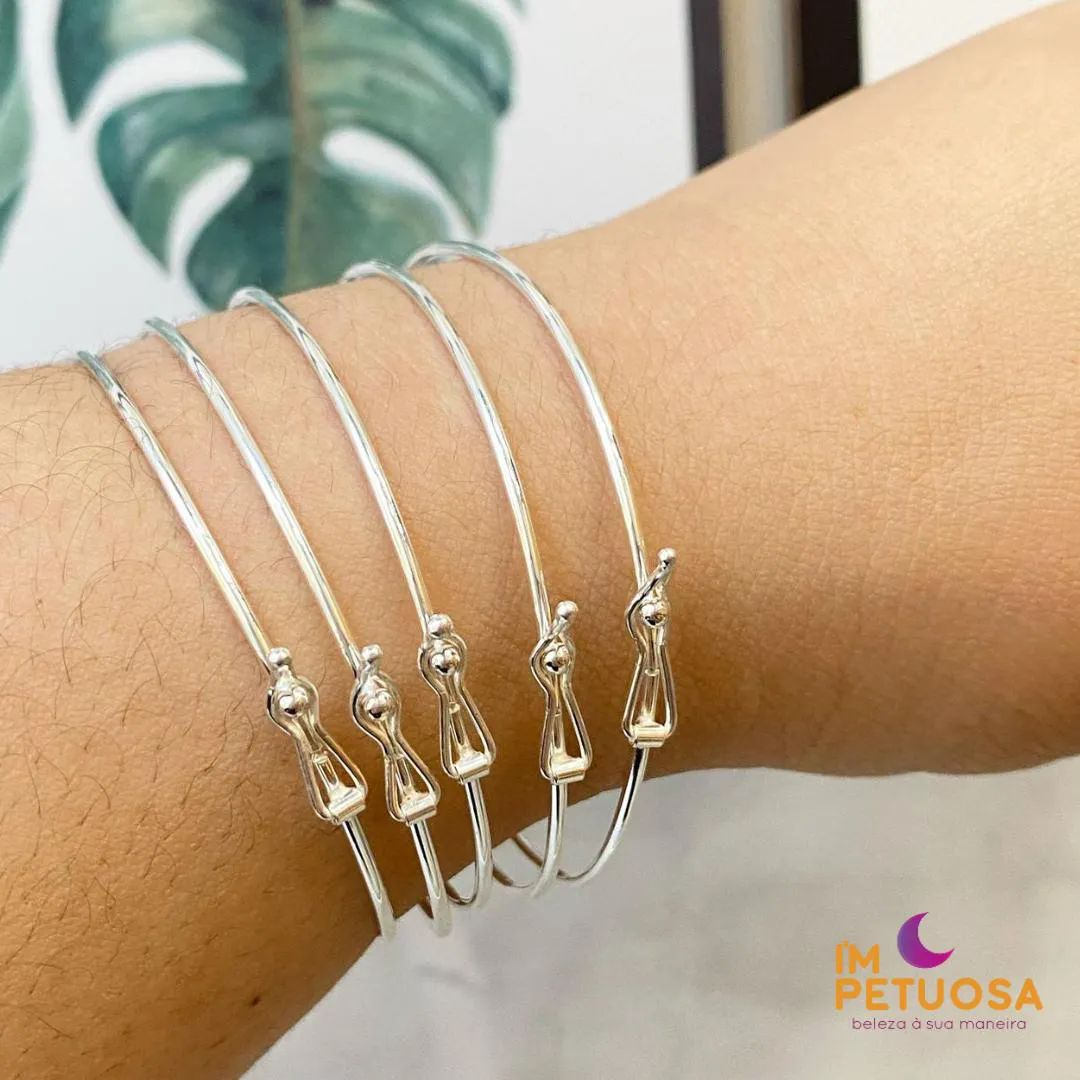 Bracelete Prata 925 Redondo Com Fecho 