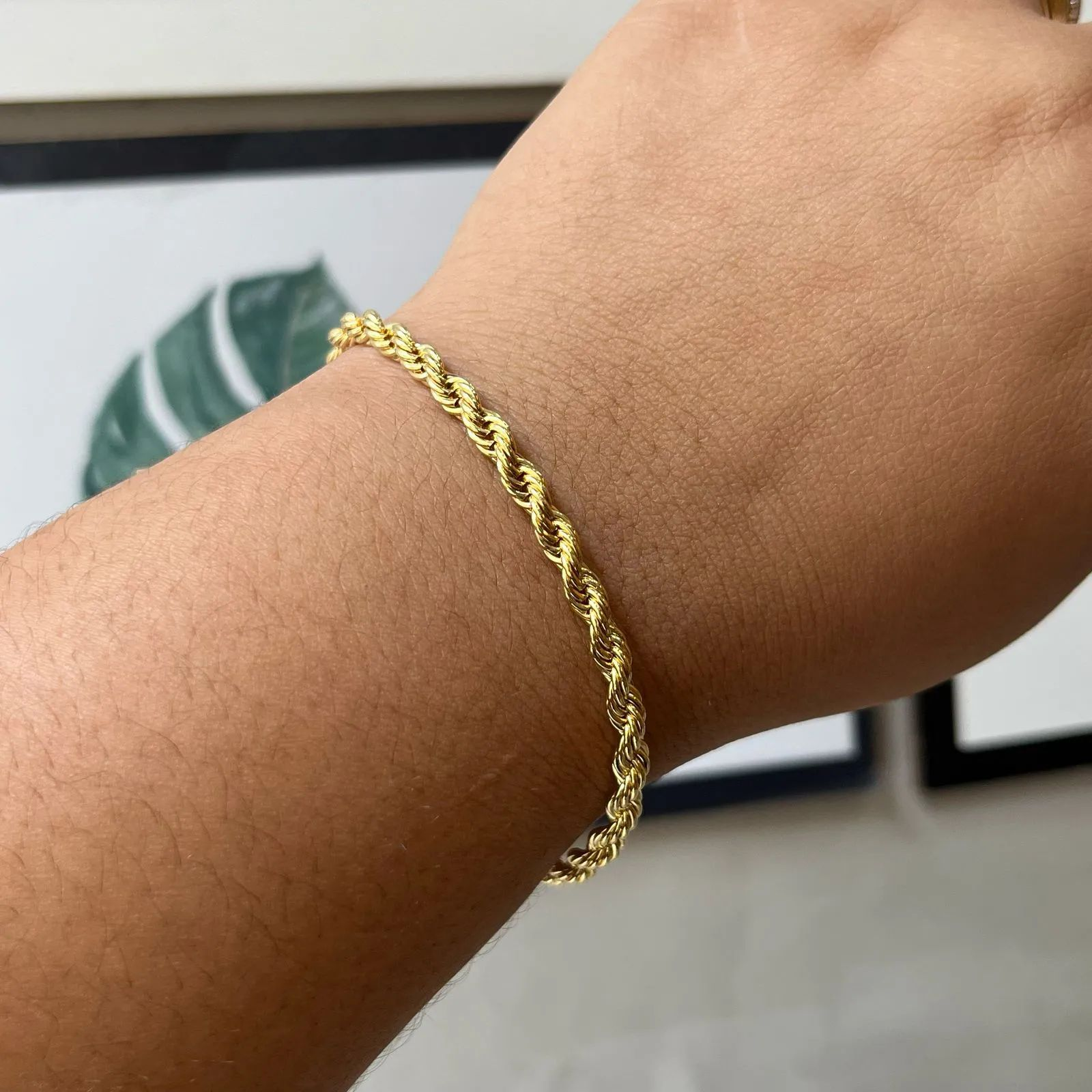 Pulseira Dourada Corda 4mm