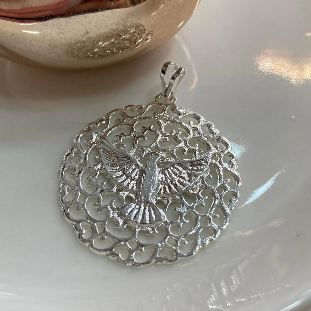 Pingente Banho de Prata Mandala Dvino Esprito Santo
