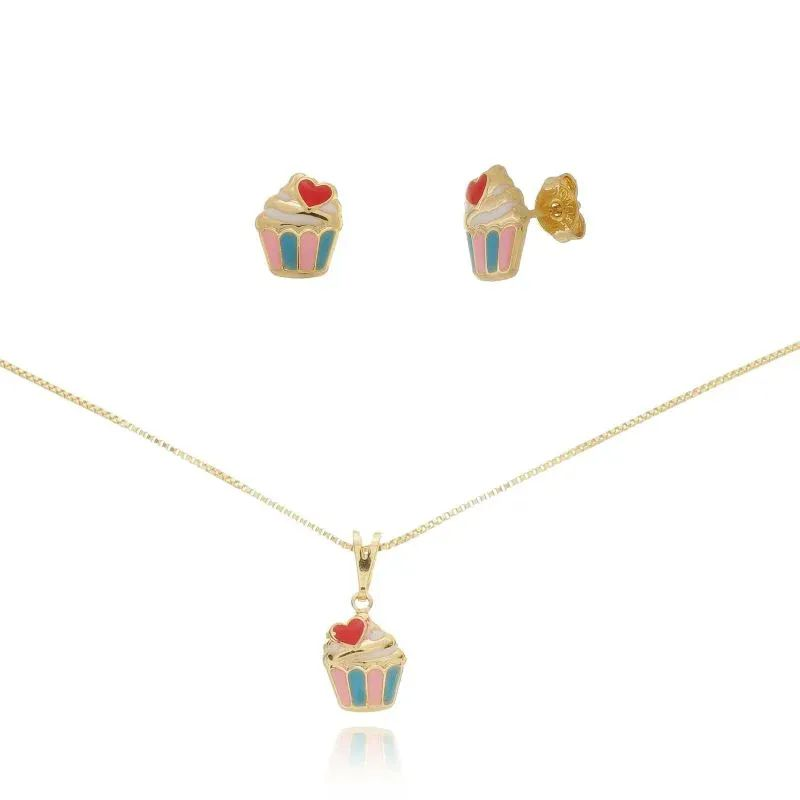 Conjunto Dourado Infantil Cupcake