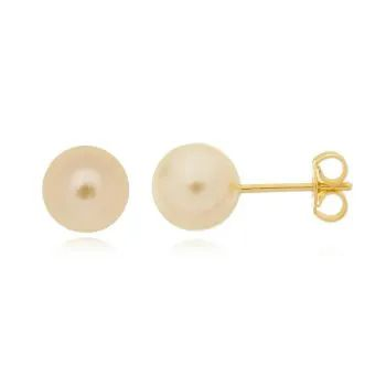 Brinco Dourado Prola 8mm
