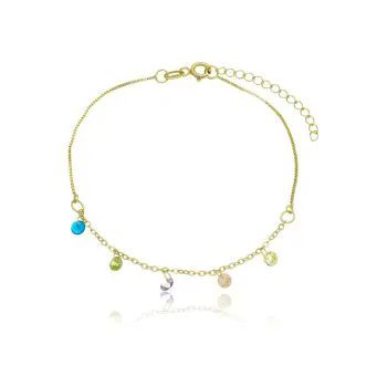 Pulseira Dourada Veneziana Pingentes Coloridos