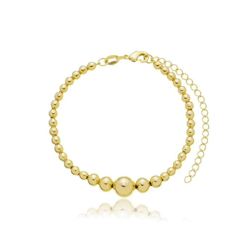 Pulseira Dourada Mix de Bolas