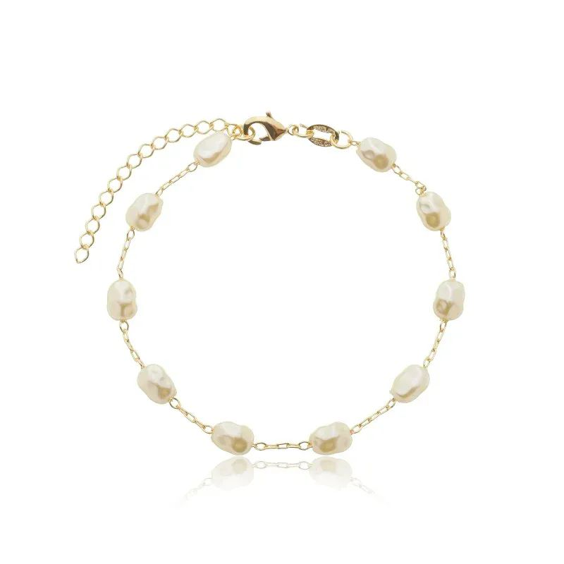 Pulseira Dourada Prolas Barrocas