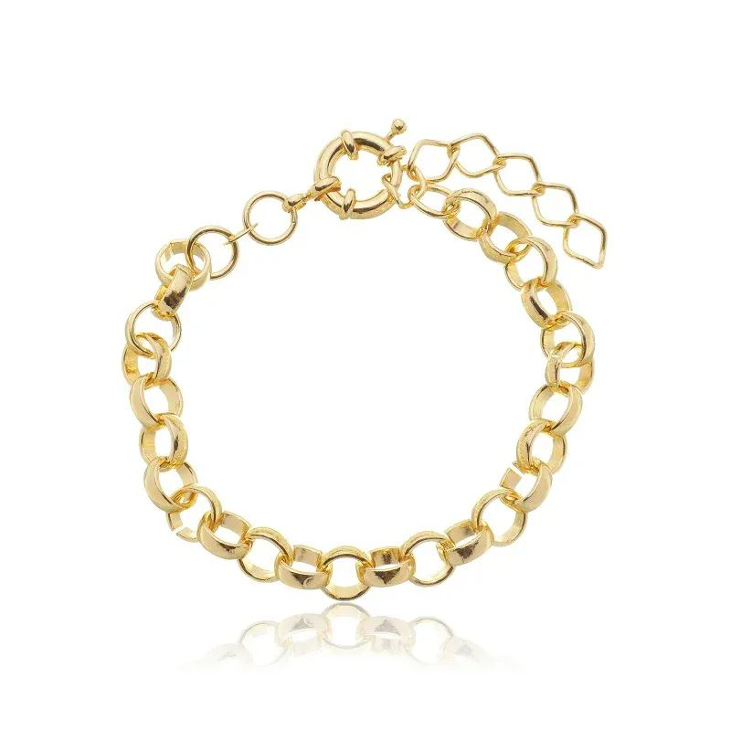 Pulseira Dourada Elo Portugues 8mm