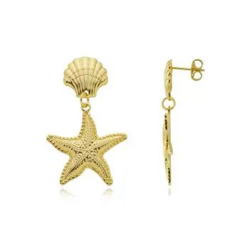 Brinco Dourado Concha e Estrela do Mar