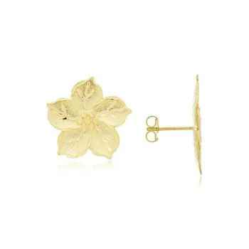 Brinco Dourado Flor Diamantada