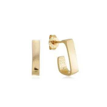 Brinco Dourado Meia Argola Quadrada P