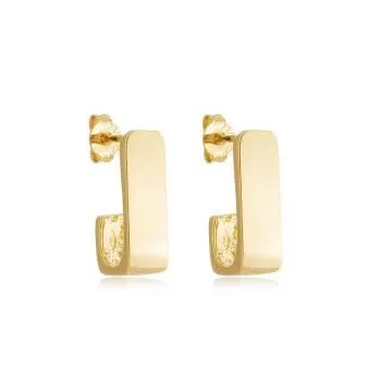 Brinco Dourado Meia Argola Quadrada M