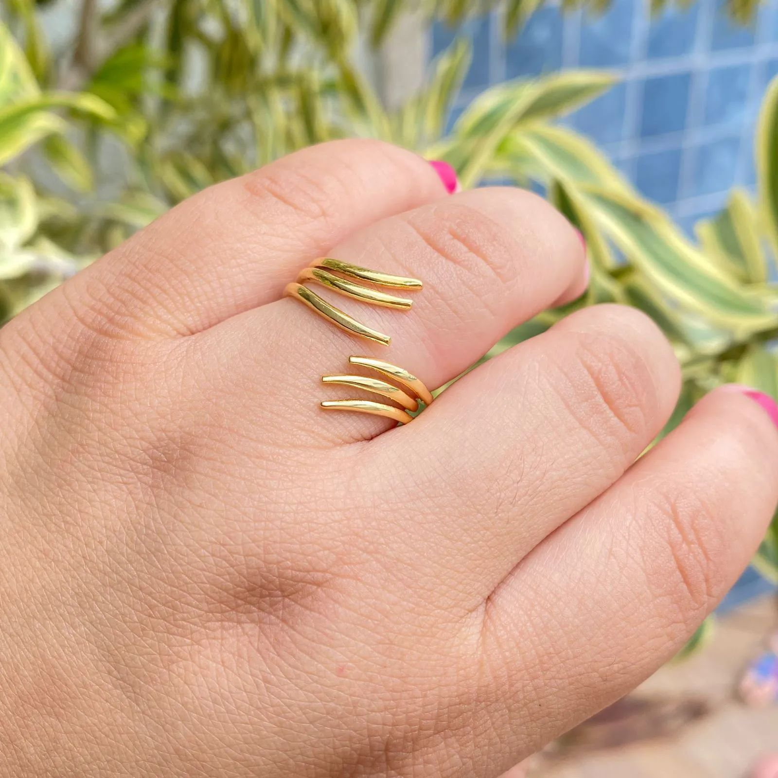 Anel Dourado 3 Pontas Regulvel