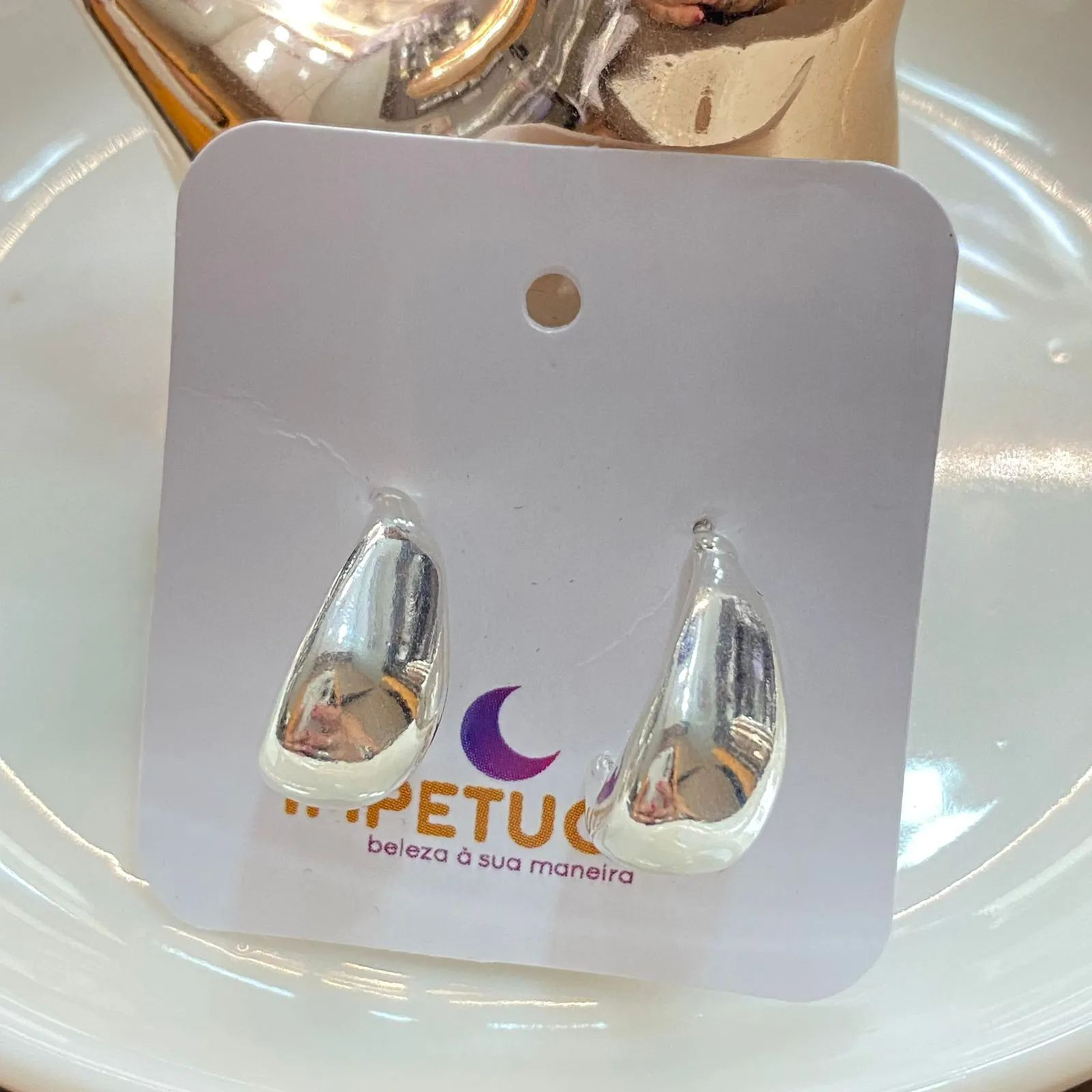 Argola Prata 925 Gota Torta M