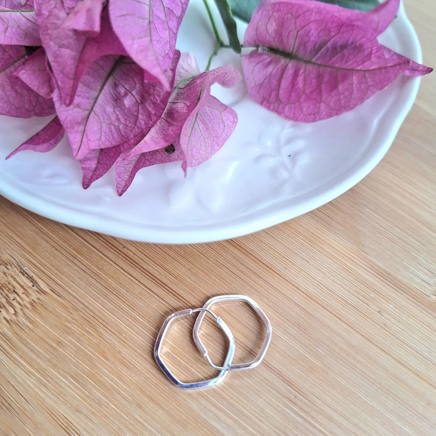 Argola Prata 925 Hexagonal 1,6cm