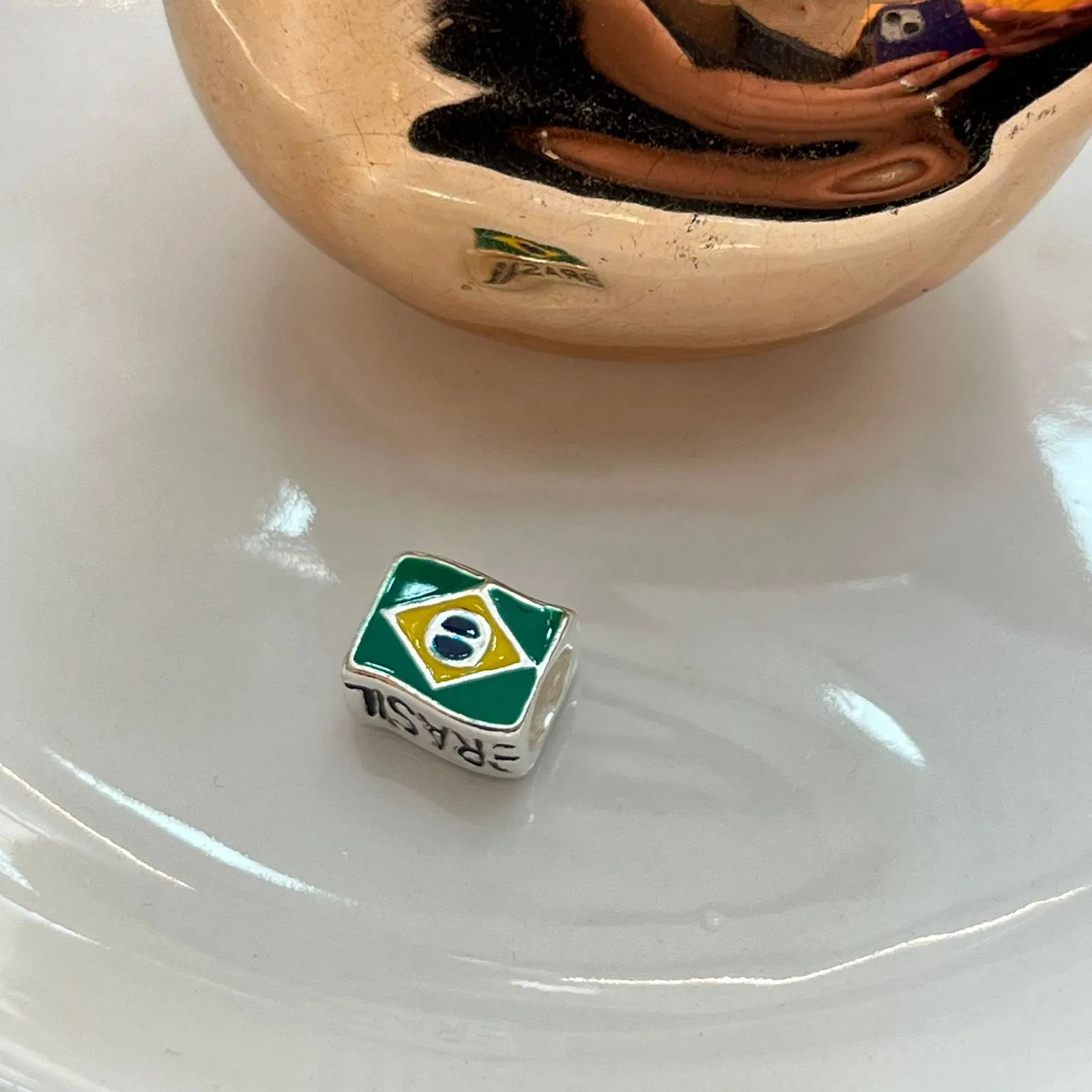Berloque Prata 925 Bandeira do Brasil