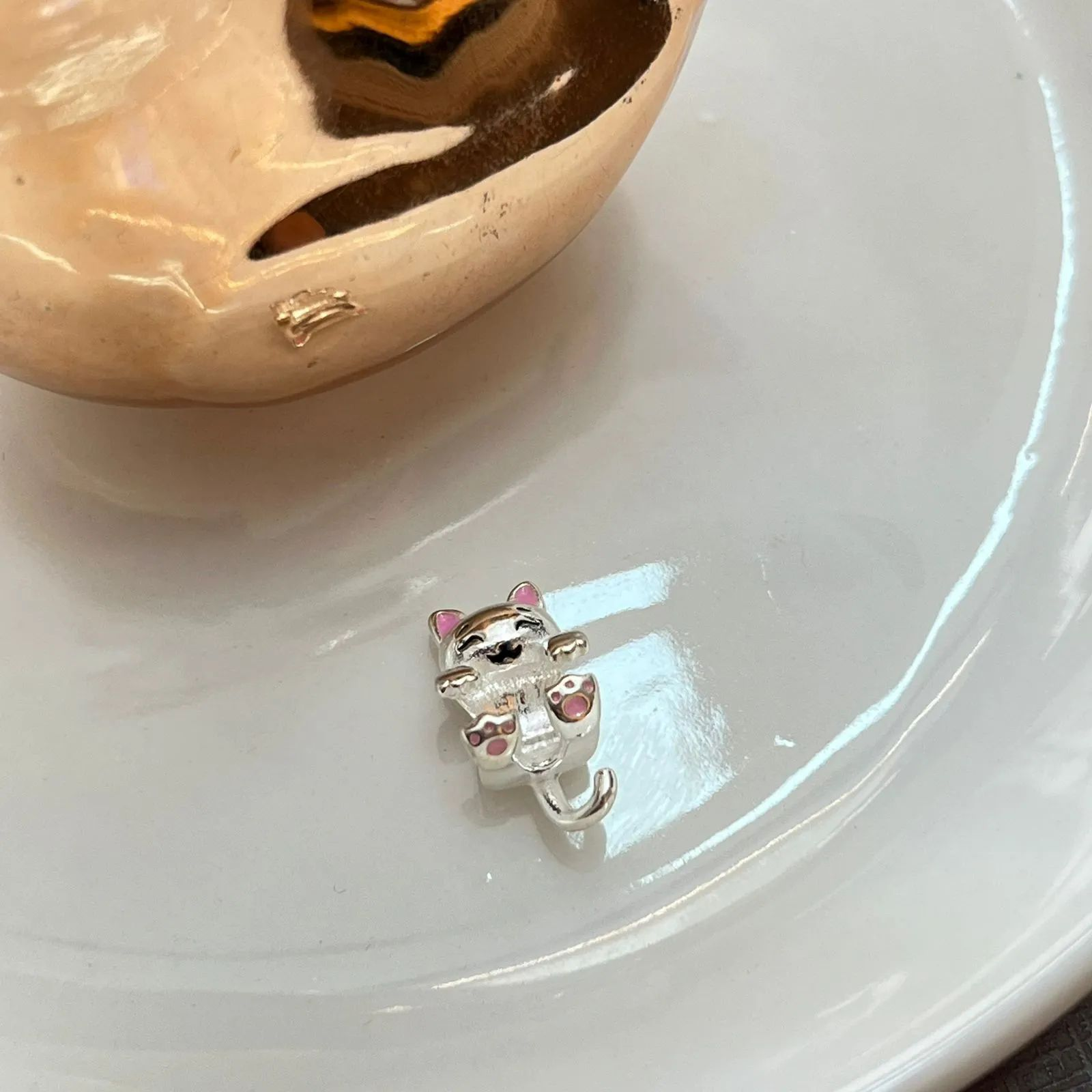 Berloque Prata 925 Gatinho Agarradinho
