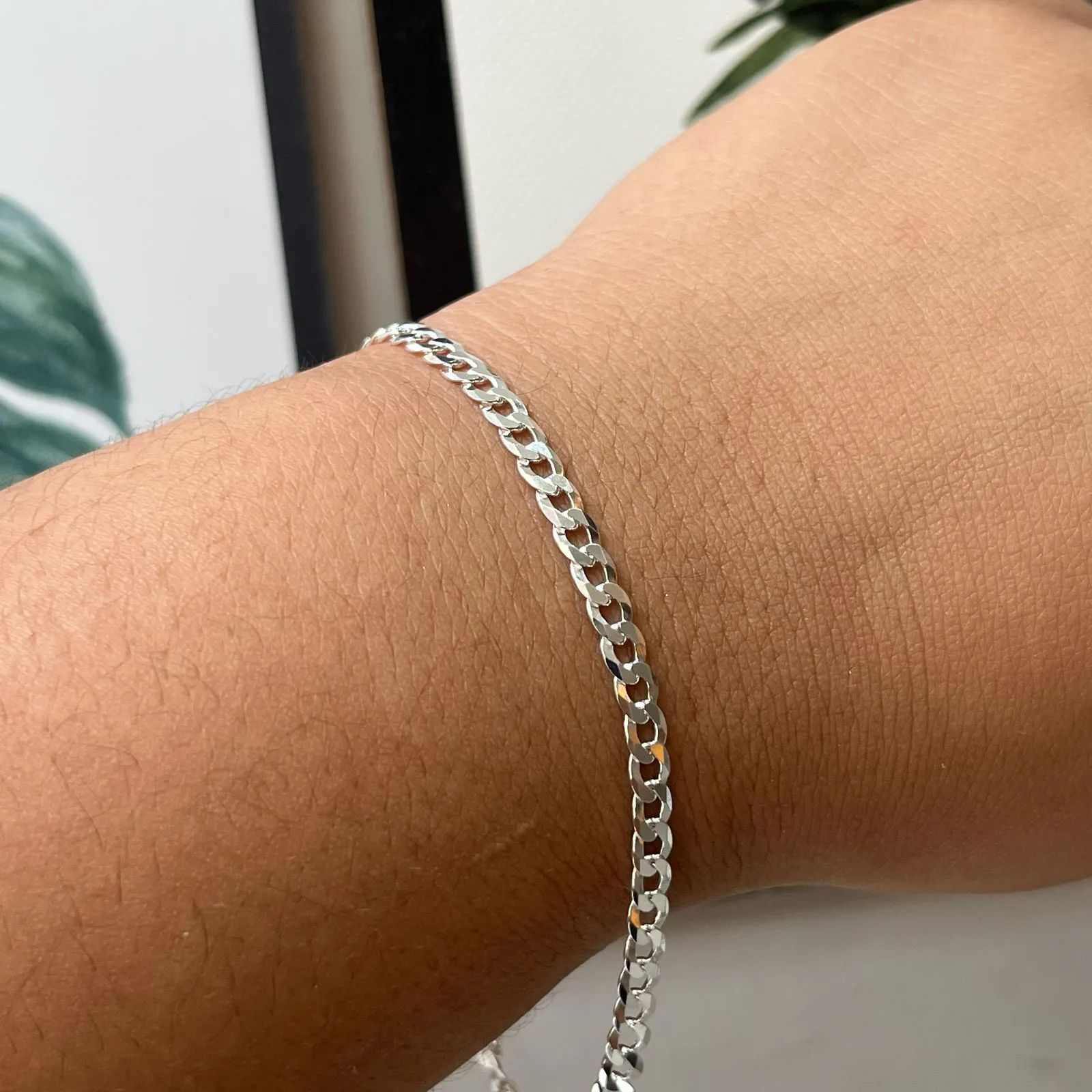Pulseira Prata 925 Masculina Groumet 4mm