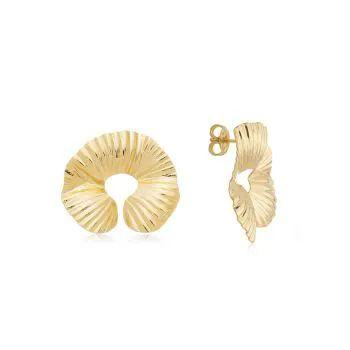 Brinco Dourado Redondo Orgnico Frisado
