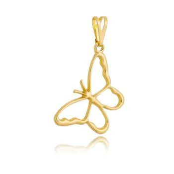 Pingente Dourado Borboleta Vazada
