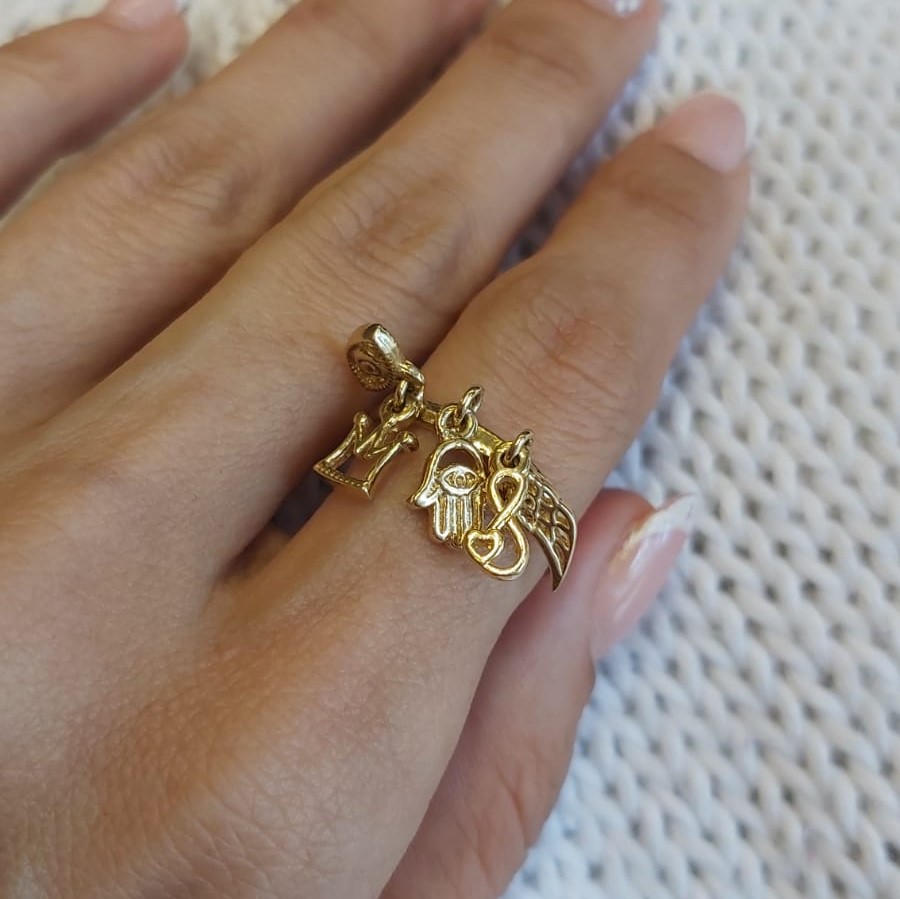 Anel Dourado Pingentes